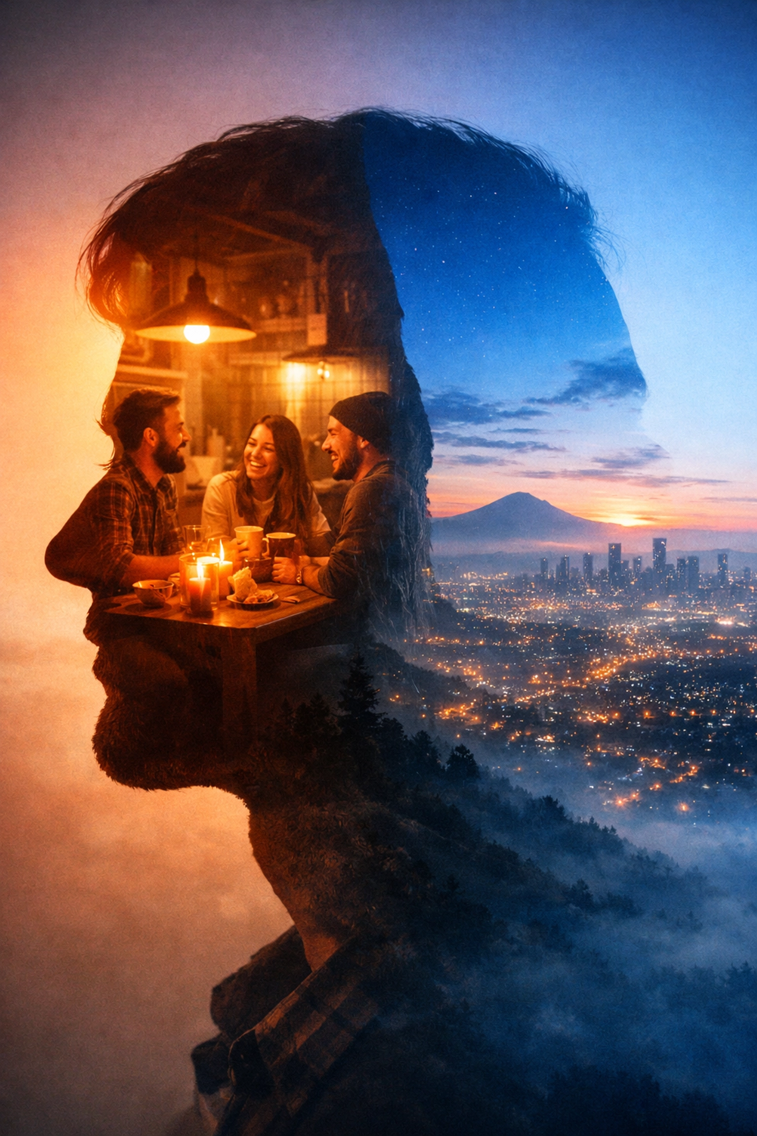 Silhouette showing a group of friends and a city, representing new vs returning viewers in YouTube analytics.