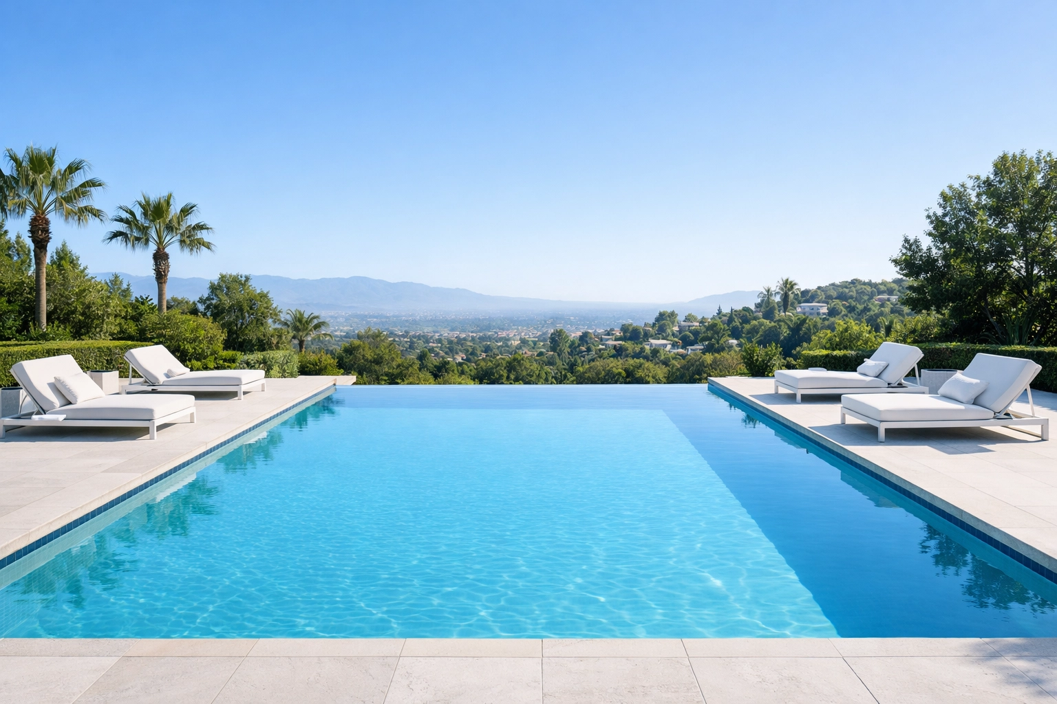 Pristine luxury swimming pool showing the recurring revenue potential of investing in pool routes for sale.