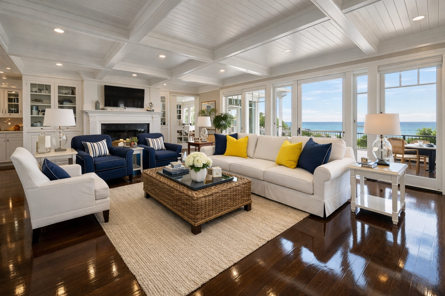A spotless living room in a North Shore home after professional post construction cleaning services.