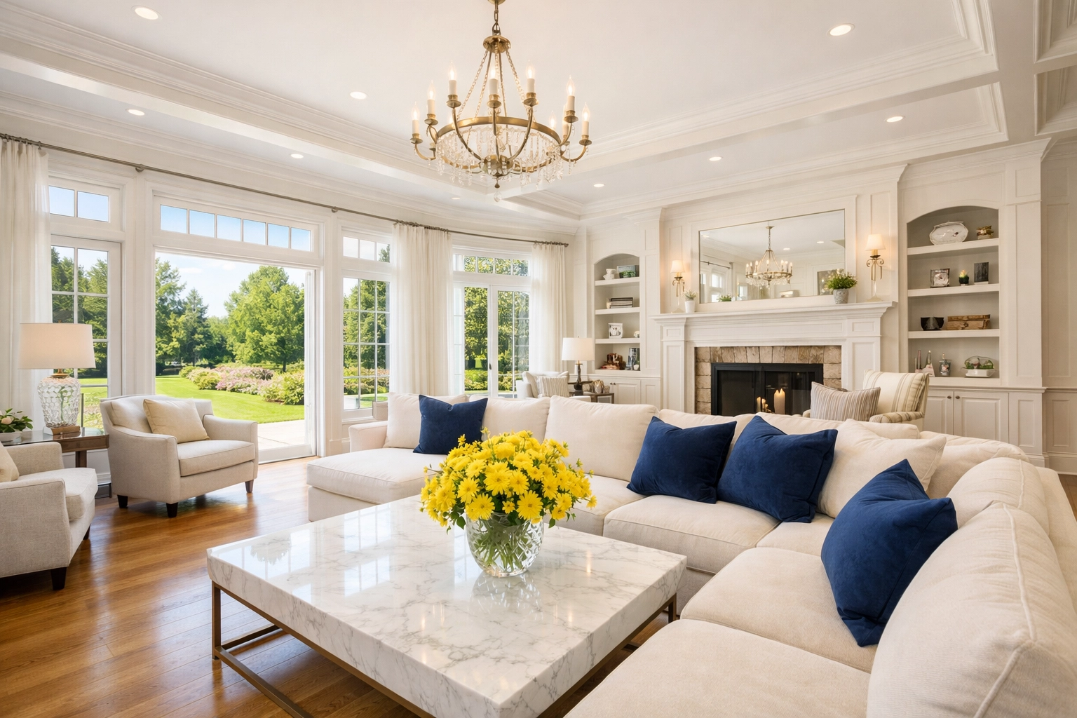 Clean high-end Norfolk living room highlighting professional residential cleaning services.