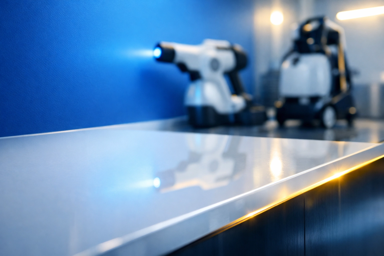 Close-up of high-tech disinfection equipment representing advanced janitorial services for Massachusetts businesses.