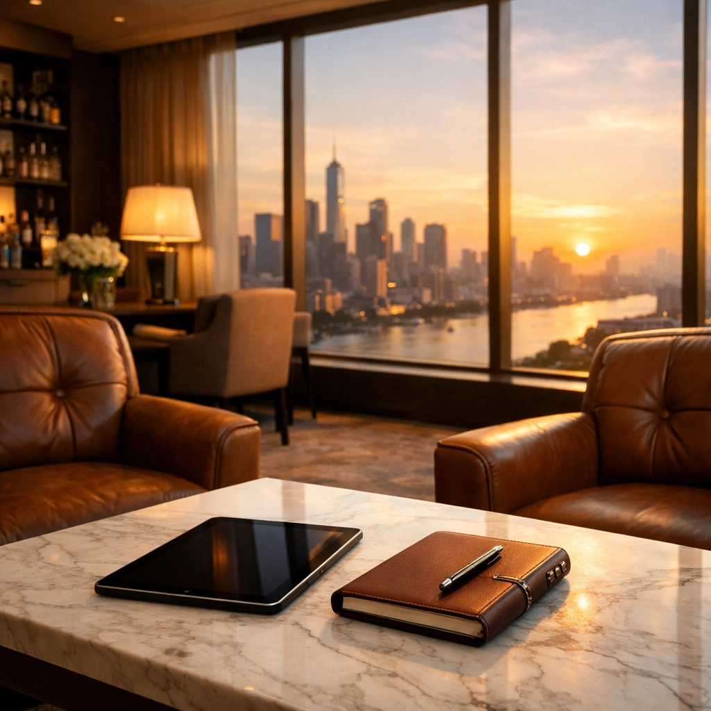 Boost Your Brand ROI Instantly with These 5 Super Bowl Networking Tips Sophisticated luxury hotel executive lounge providing a quiet space for corporate networking and comfort.