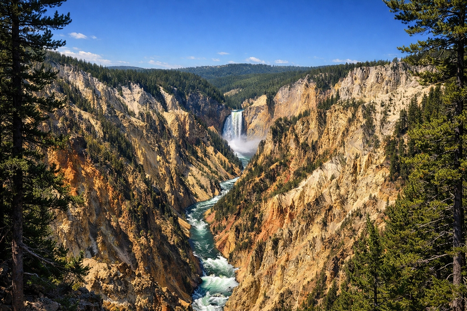 Grand Canyon of Yellowstone with Lower Falls demonstrating erosion for student field studies
