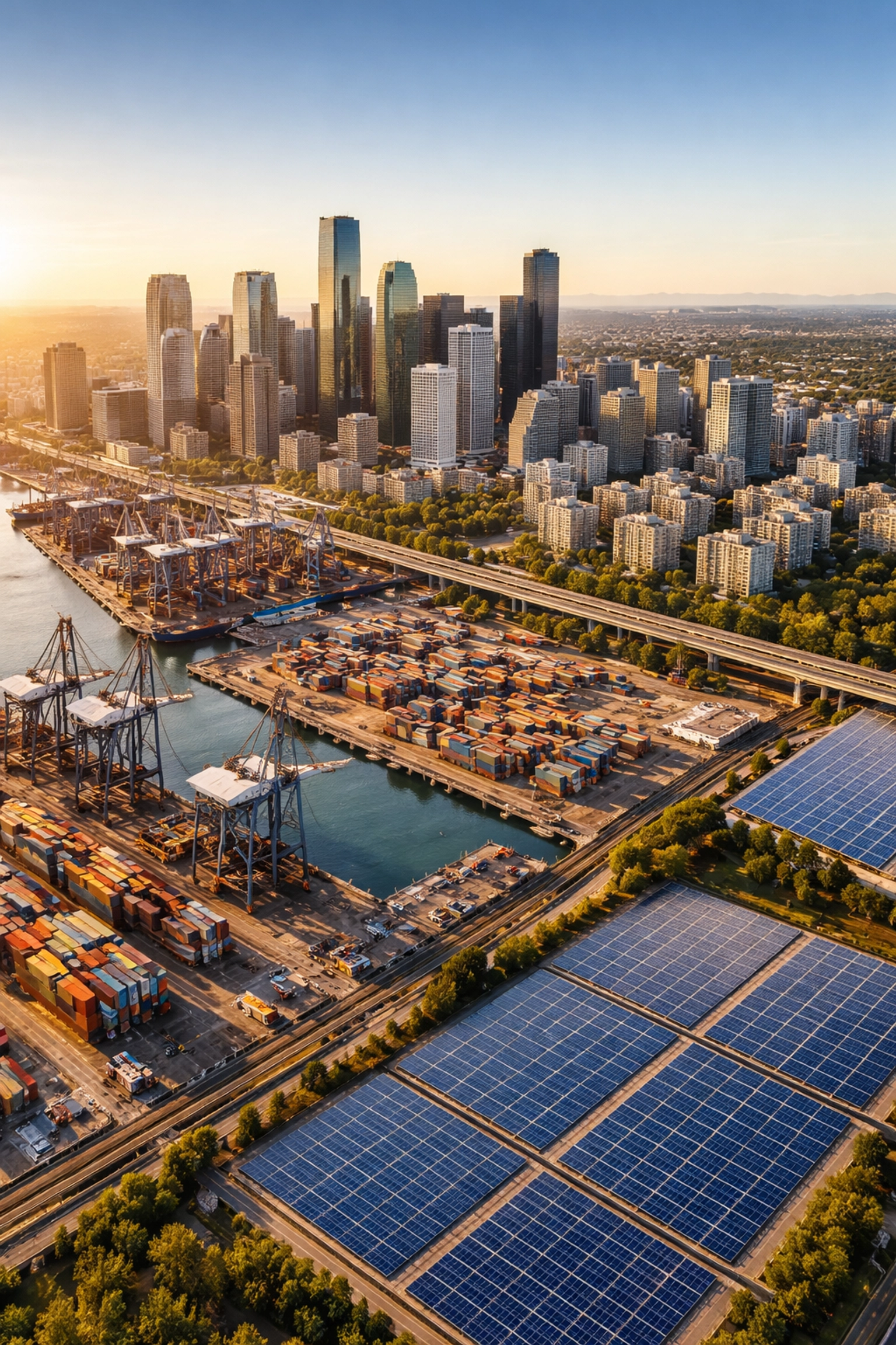 Aerial cityscape highlighting real estate, infrastructure, and asset diversification within portfolios