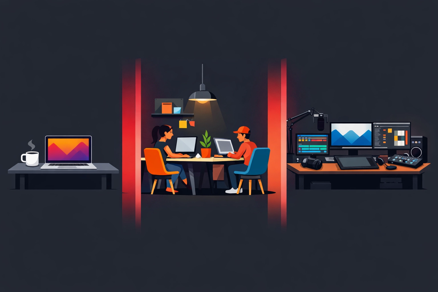 Bristol website design options: freelancer workspace, small studio, and full-service agency