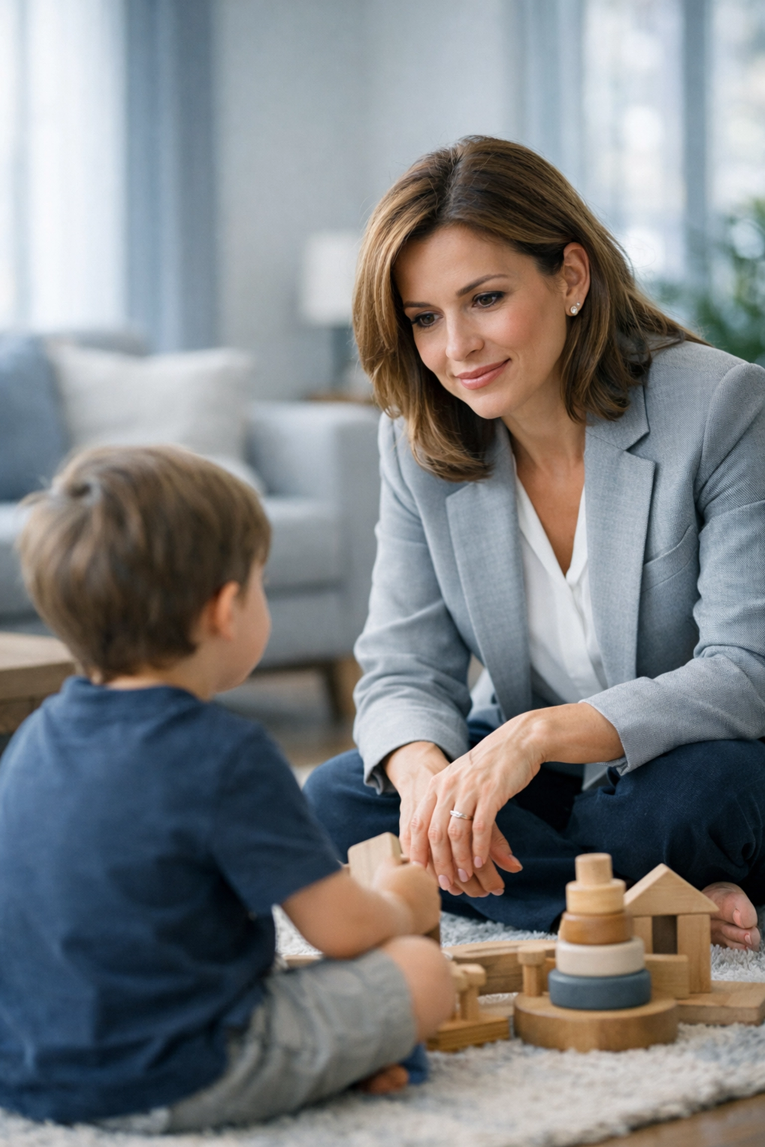 Virginia Beach child custody attorney interacting with a child during a Guardian Ad Litem home visit.
