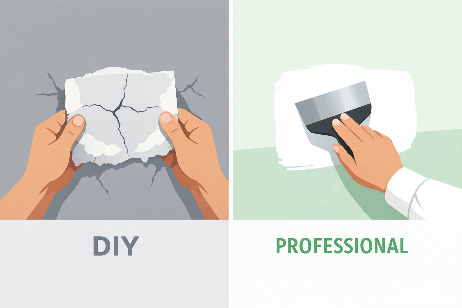 Comparison of DIY drywall repair mistakes versus professional handyman quality work