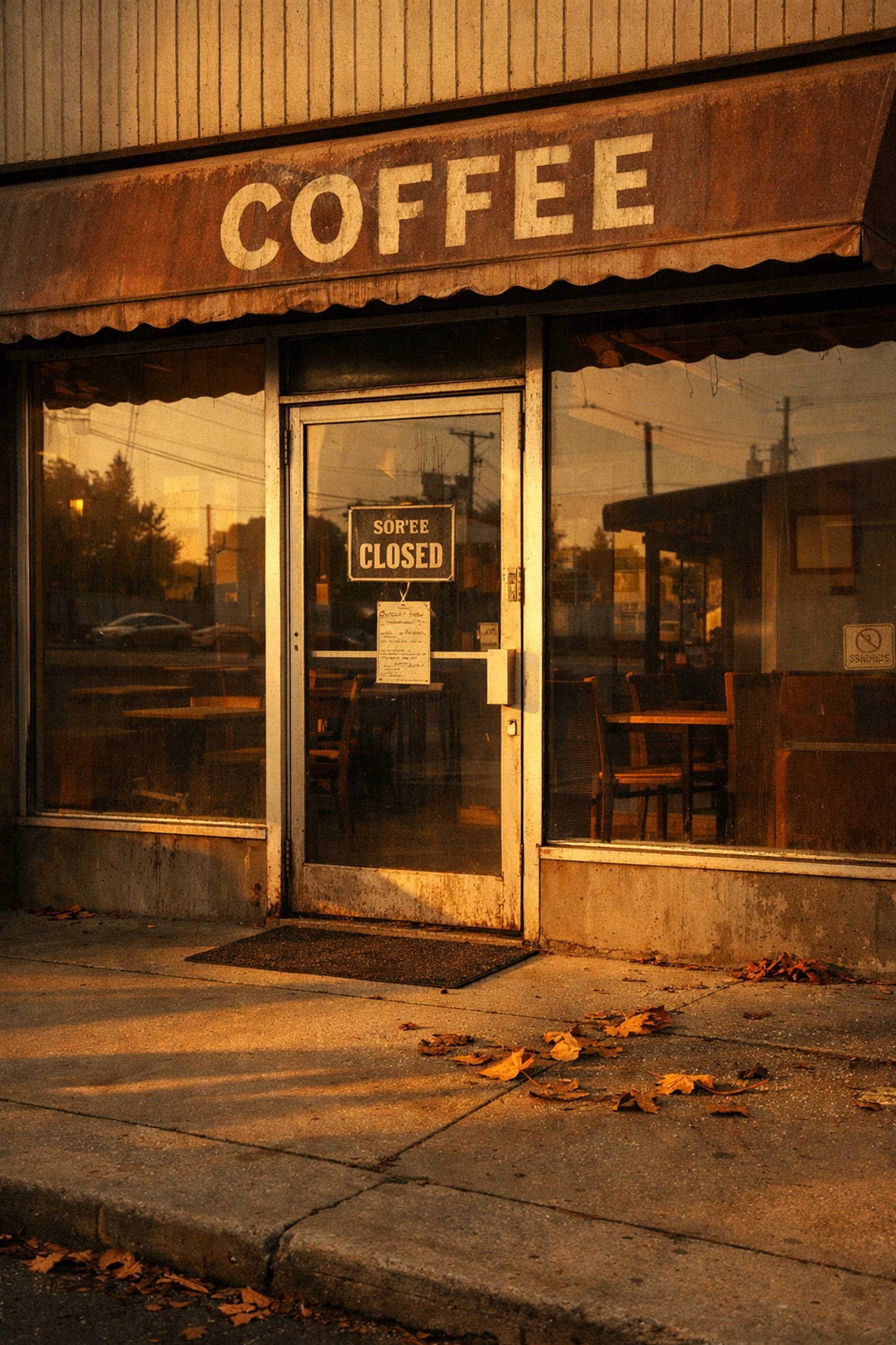 Empty coffee shop storefront showing Peet's closure impact in urban market