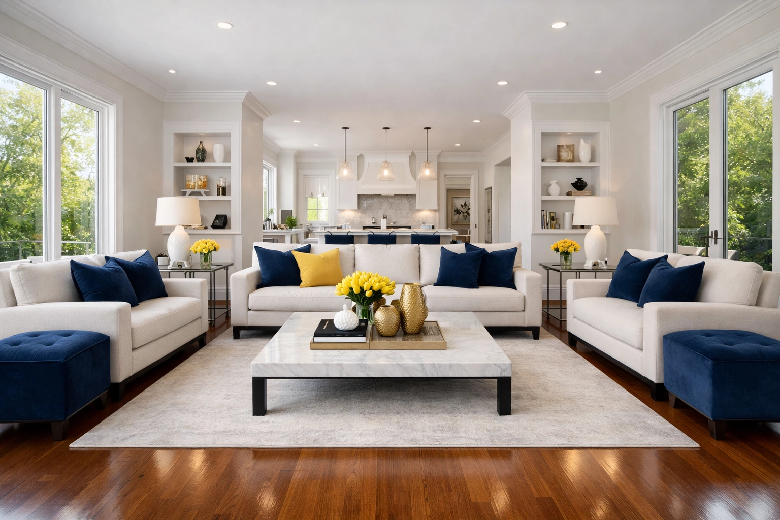 Organized living room showing the perfect balance of bi weekly house cleaning by The Cleaning Ninjas.