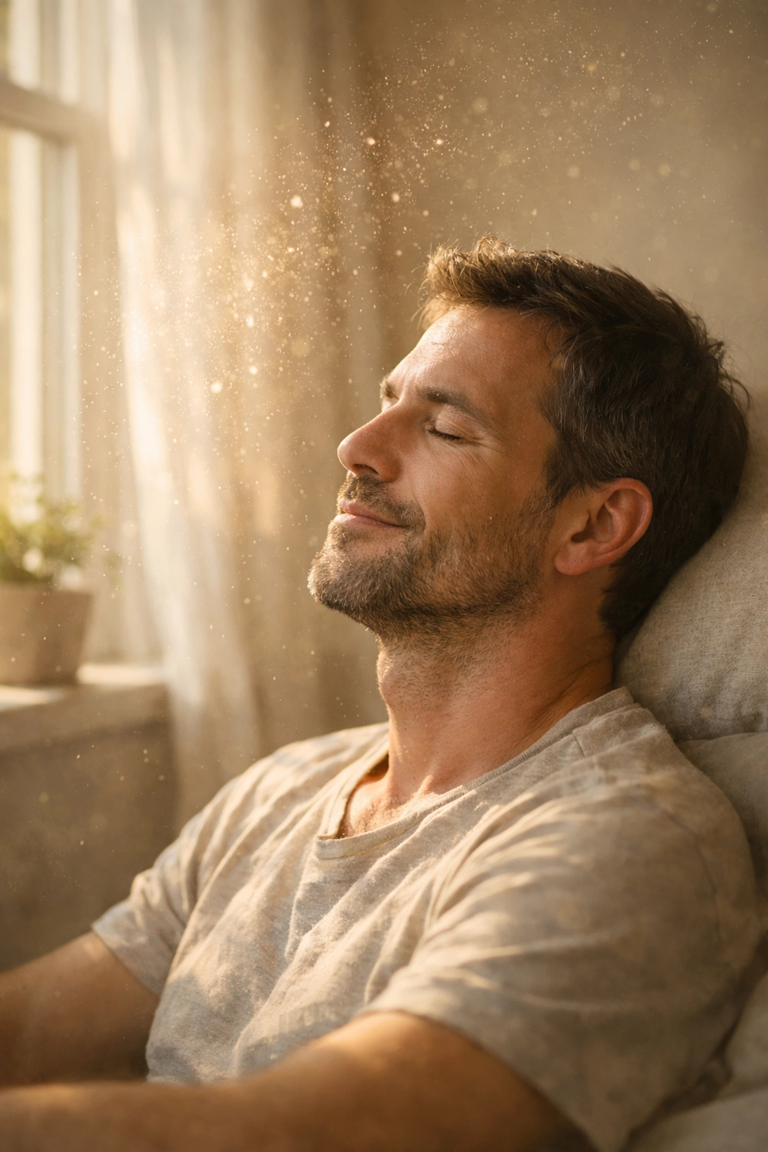 Férfi belső békéje a szexuális szorongás feloldása után, az elme és a test egyensúlyáért.