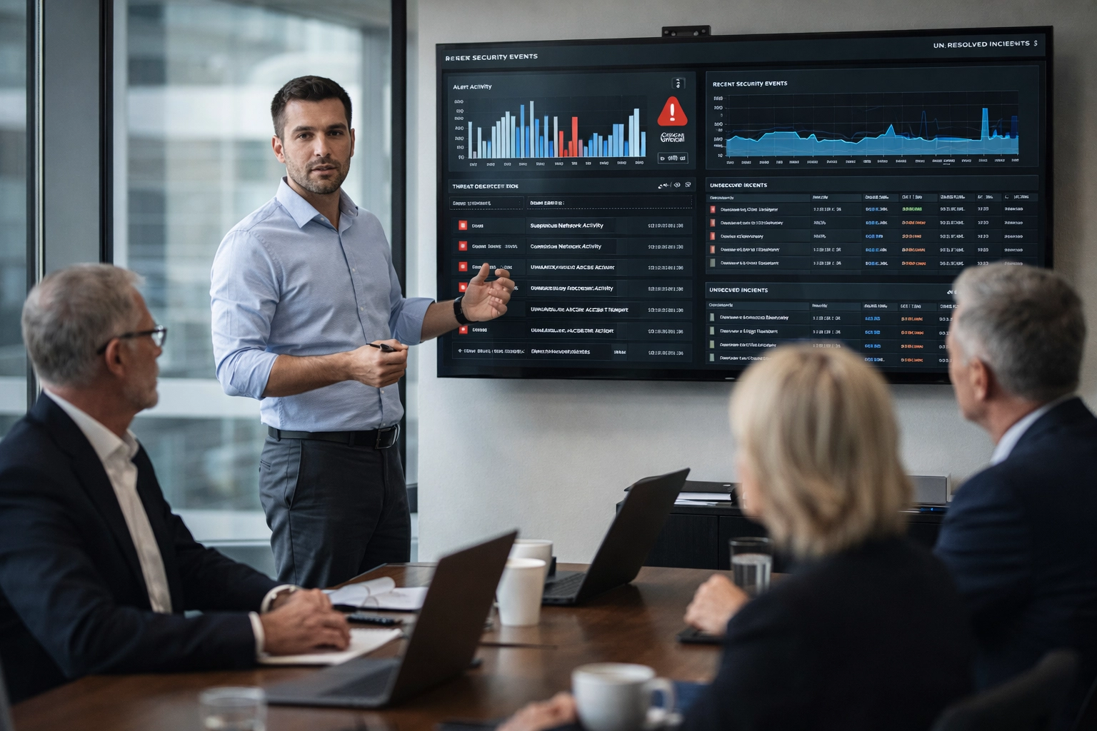 Digital defense shield protecting a business from cyber attacks and financial risks.