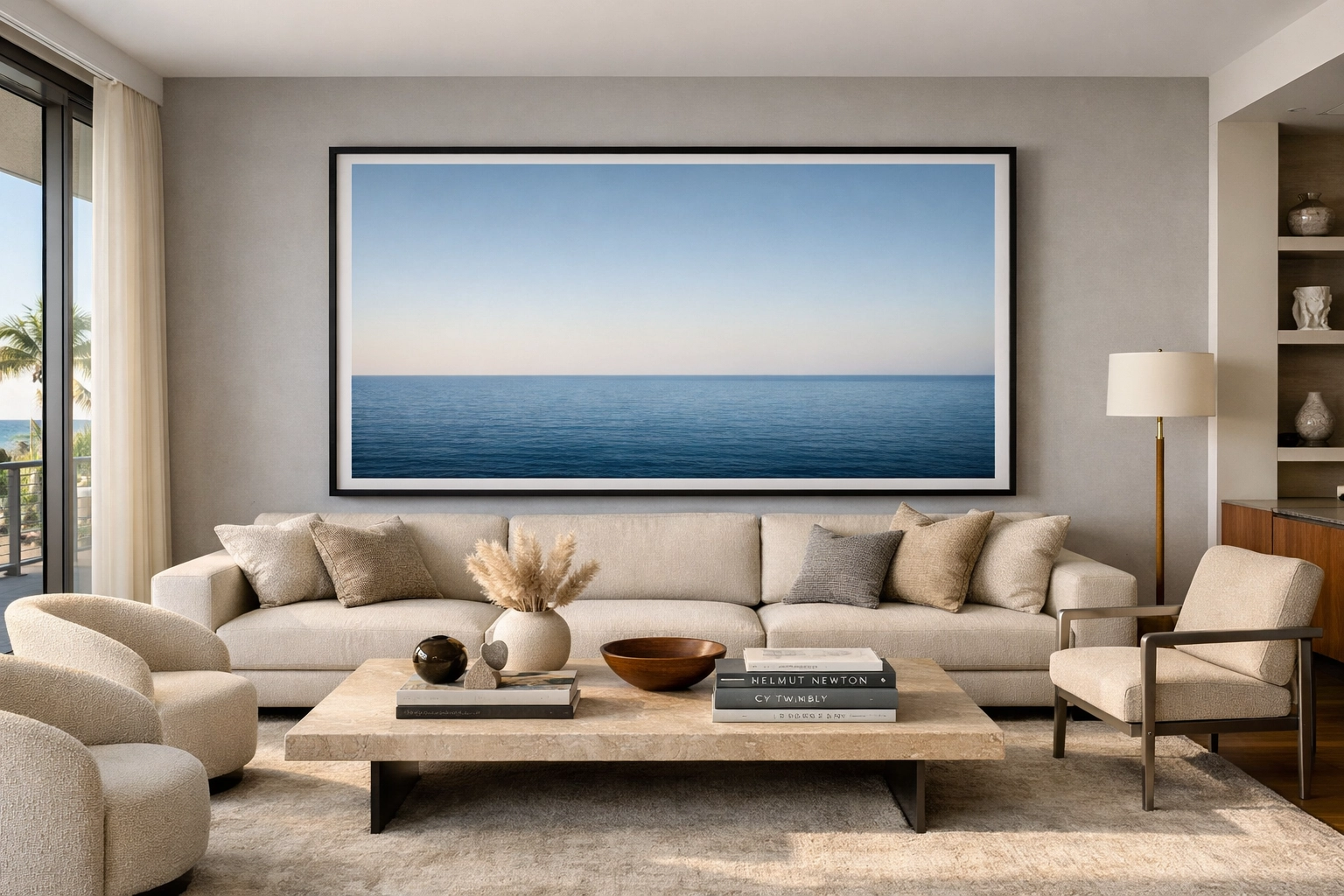Large museum quality photography print professionally framed and displayed in a modern Miami Beach home.