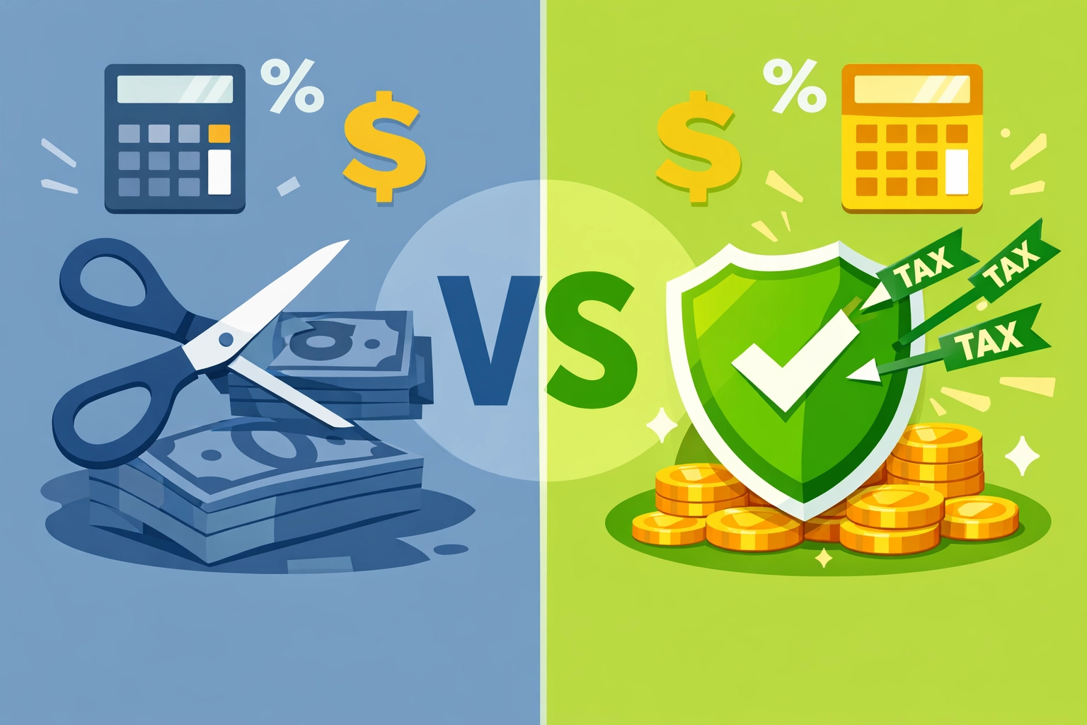 Tax deductions versus tax credits comparison showing how each reduces your tax bill