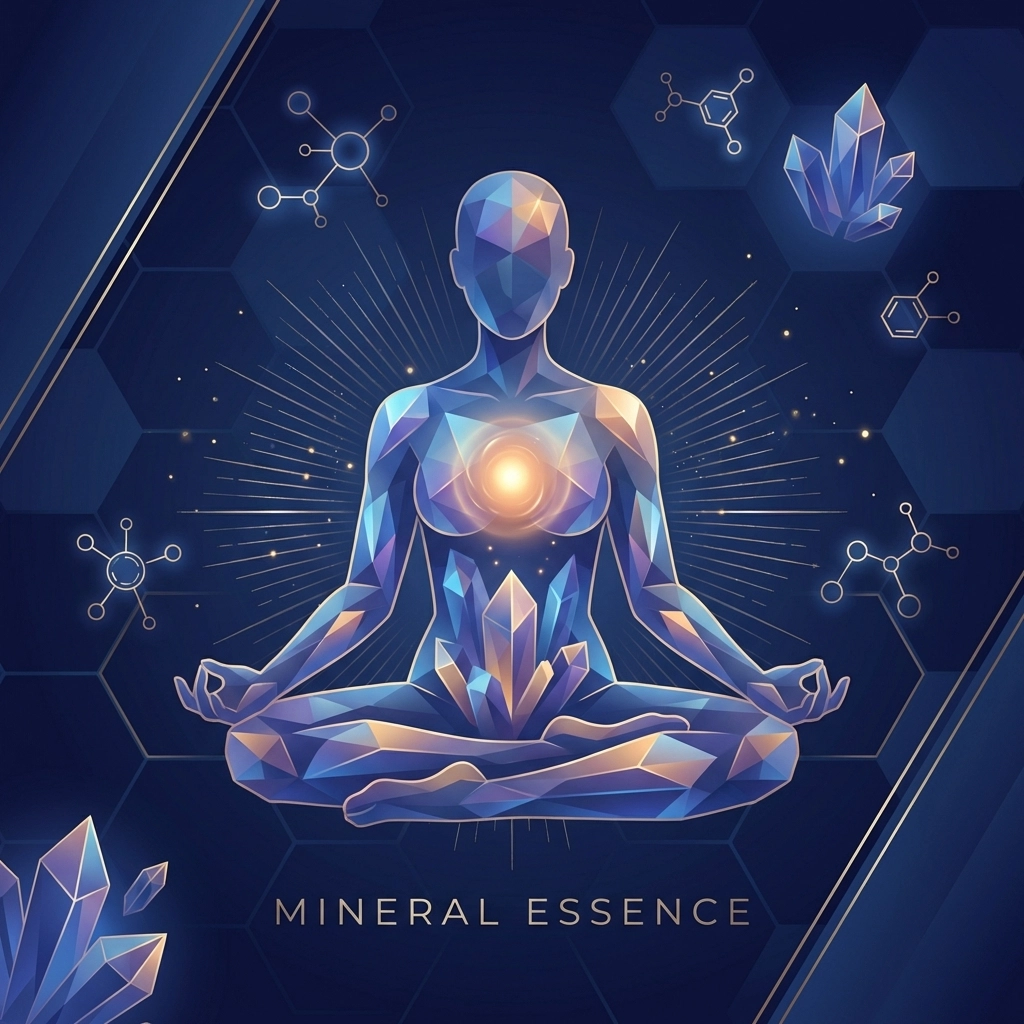 Abstract illustration of a human figure radiating energy to represent the benefits of mineral supplements for overall wellness