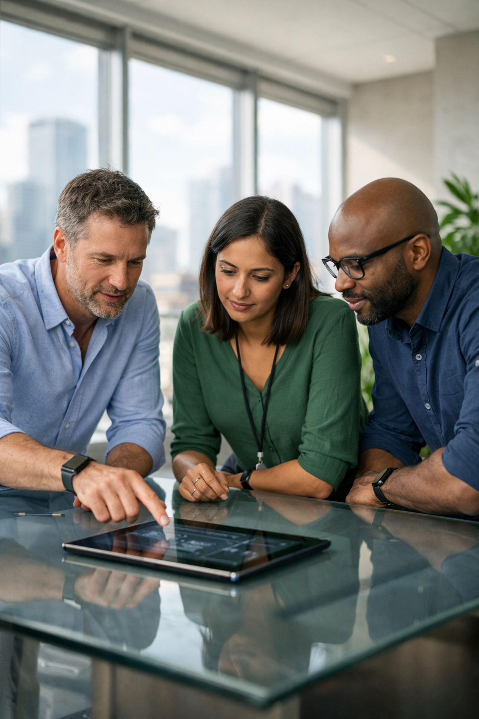 IT architects discussing ServiceNow implementation partner strategies in a collaborative modern office environment.
