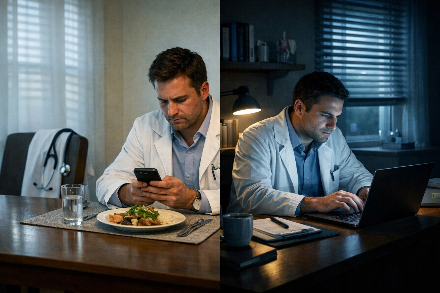 Clinician struggling with work-life balance as documentation burden follows them home