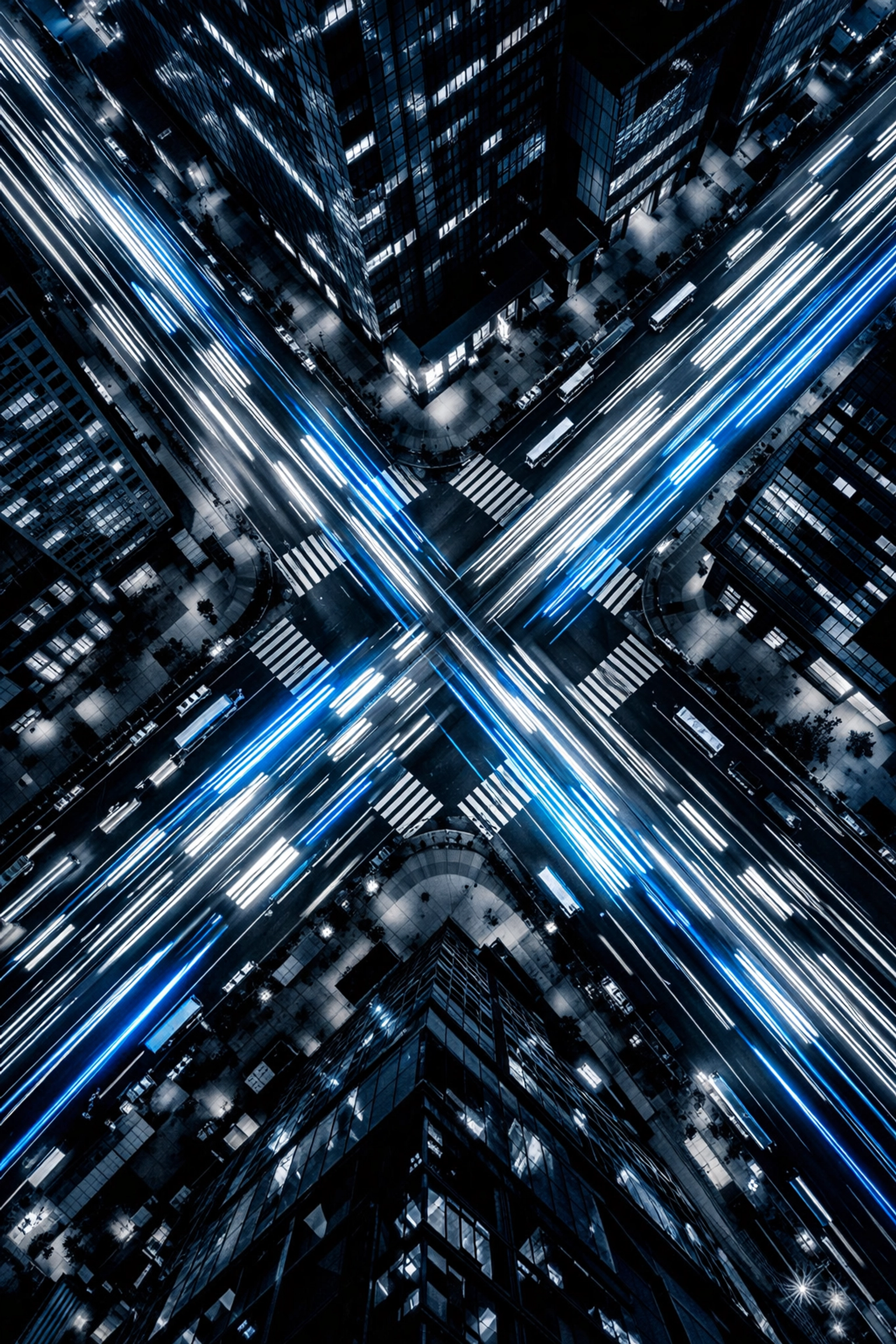 Dynamic city traffic trails symbolizing the momentum and speed of local business digital growth.