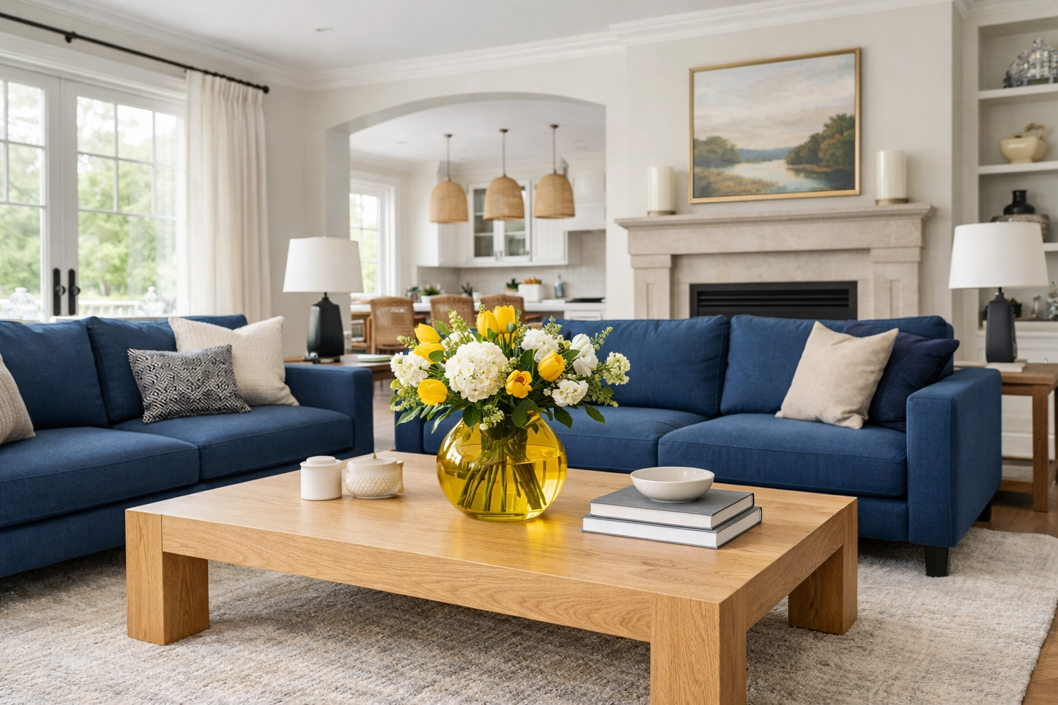Spotless and organized family room highlighting premium residential cleaning in Groton MA.