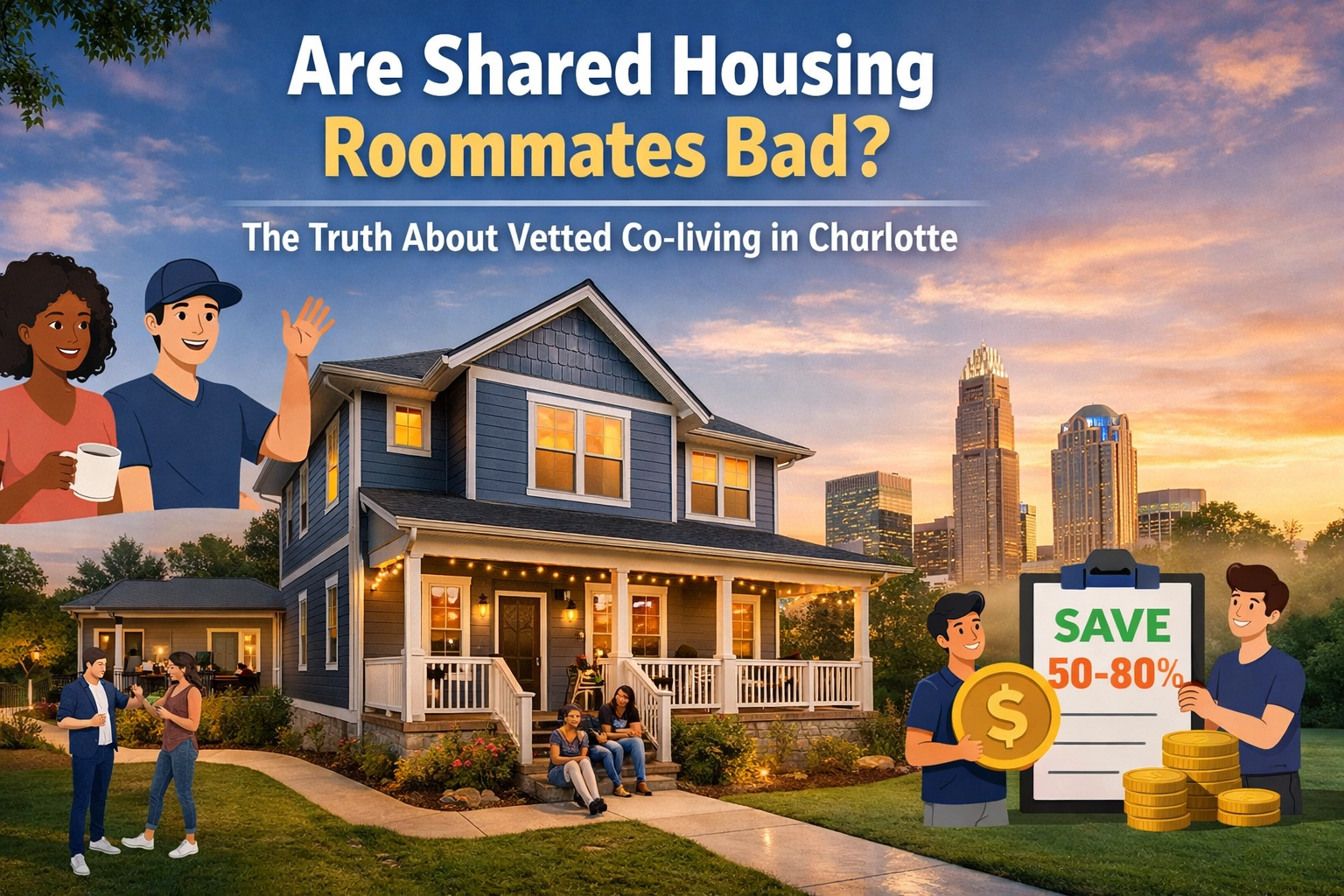 [HERO] Are Shared Housing Roommates Bad? The Truth About Vetted Co-living in Charlotte