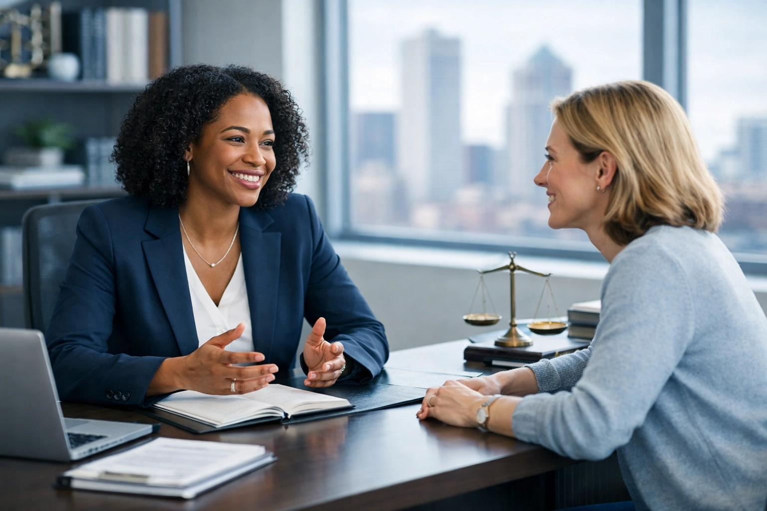 Boston personal injury lawyer consulting with a client about an accident claim