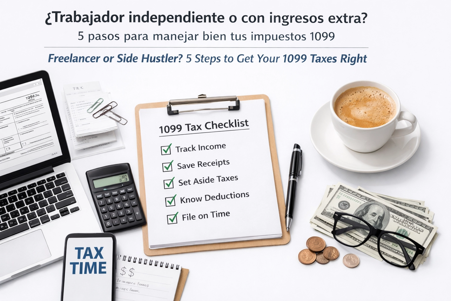 [HERO] ¿Trabajador independiente o con ingresos extra? 5 pasos para manejar bien tus impuestos 1099 / Freelancer or Side Hustler? 5 Steps to Get Your 1099 Taxes Right