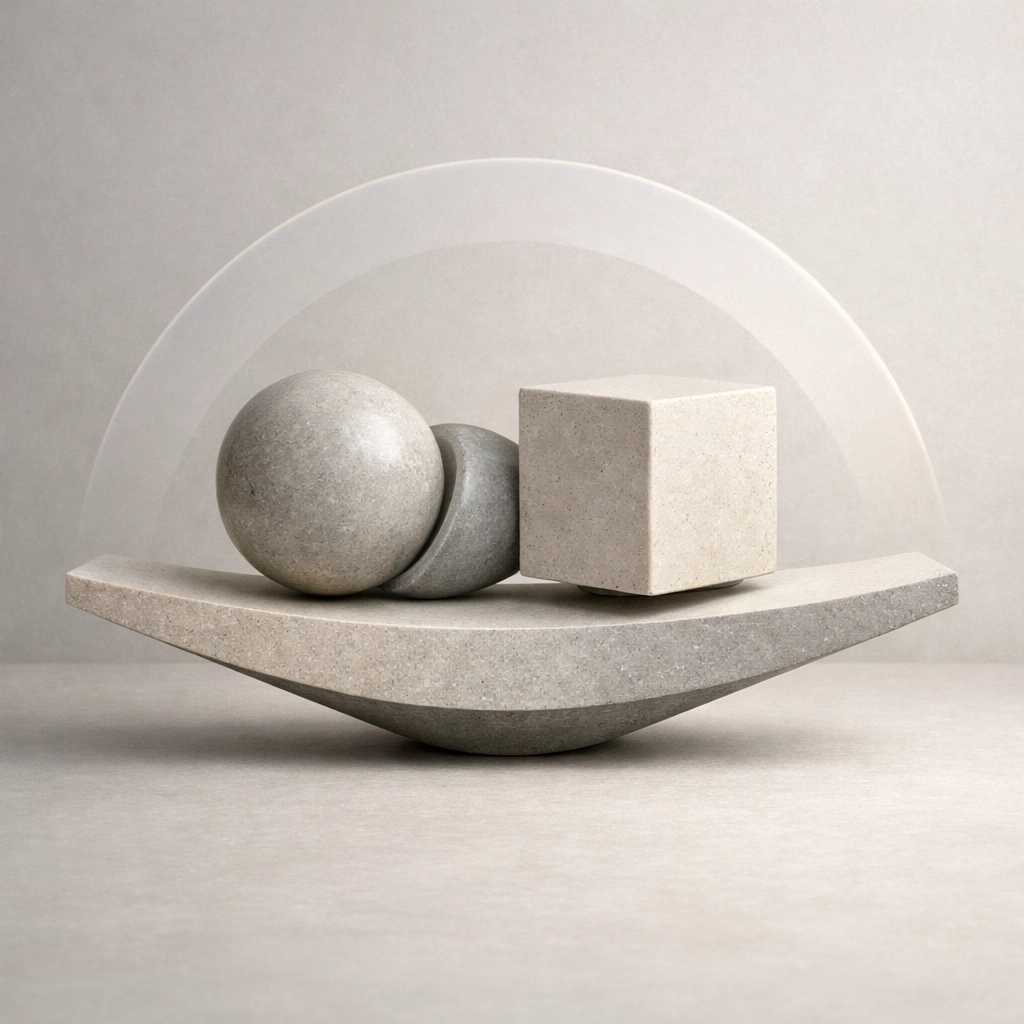 Artistic representation of a balanced Spokane real estate market with stable pricing and interest rates.