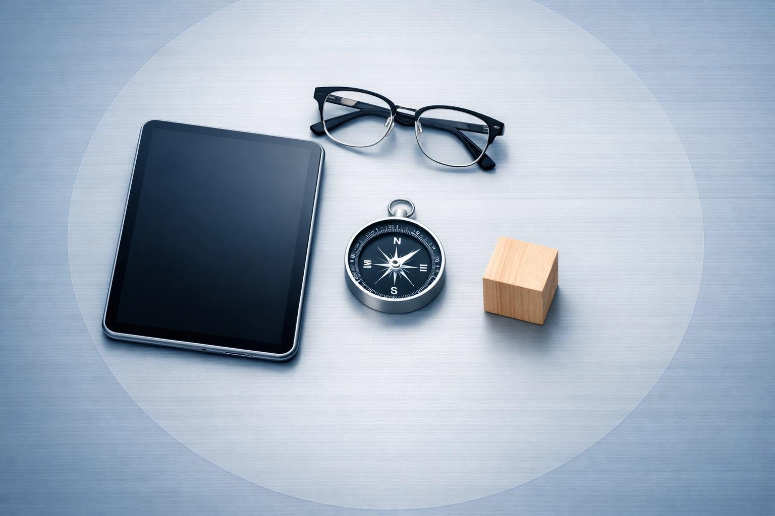 Professional items and a compass representing clear legal guidance for Virginia child custody and visitation.