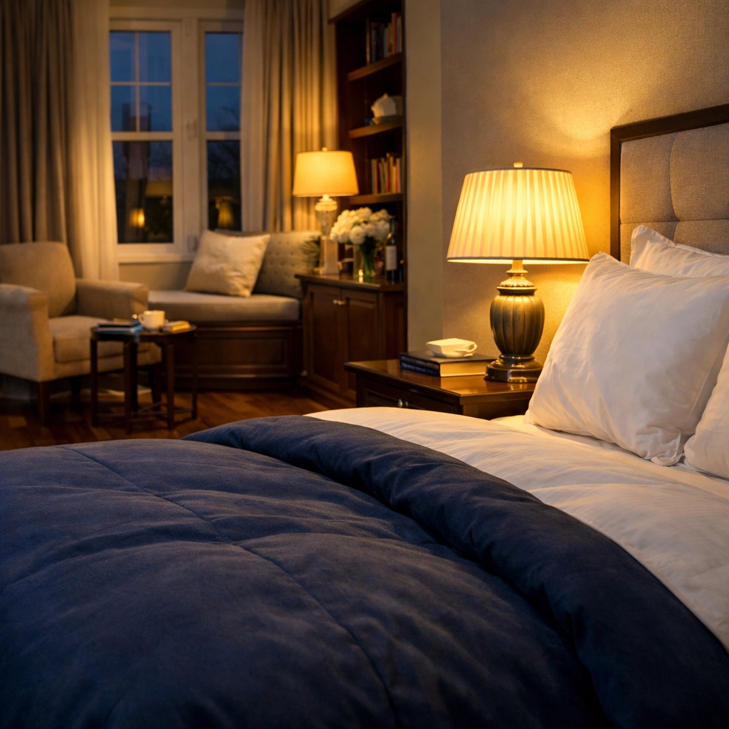 Spotless luxury master bedroom sanctuary maintained by a professional maid service Cambridge.