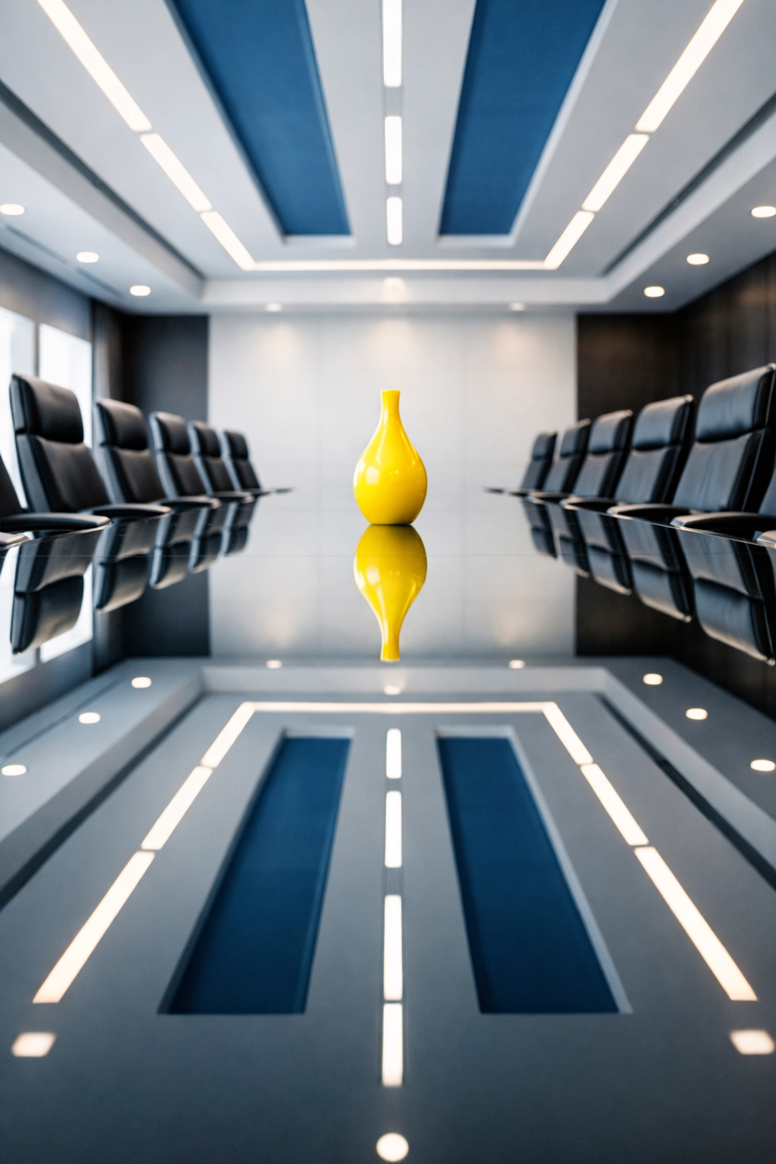 A streak-free glass conference table in a modern Northborough executive boardroom cleaned by professionals.