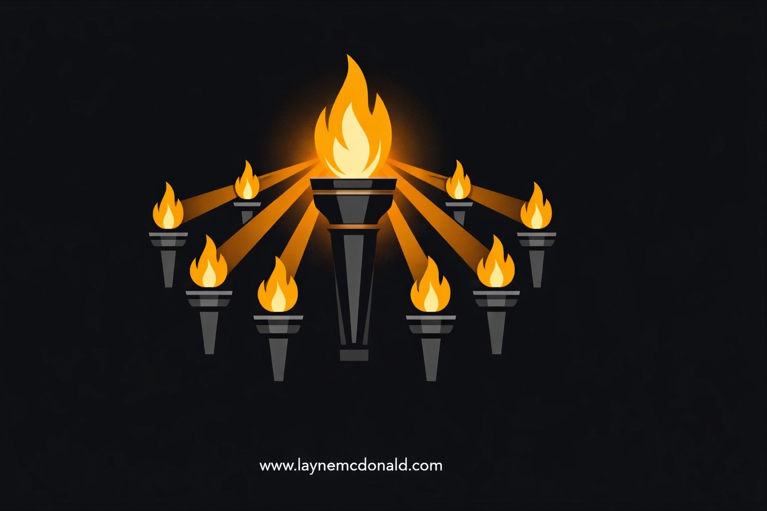 Minimalist graphic showing a leadership torch passing light to team members to build cultural champions.