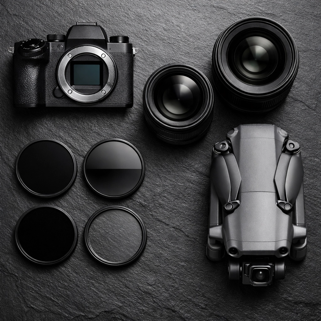 Essential professional photography gear and drone kit for a successful career as a full-time freelancer.