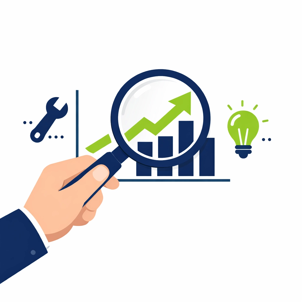 Financial growth chart with trade icons showing real-time business tax readiness and tracking.
