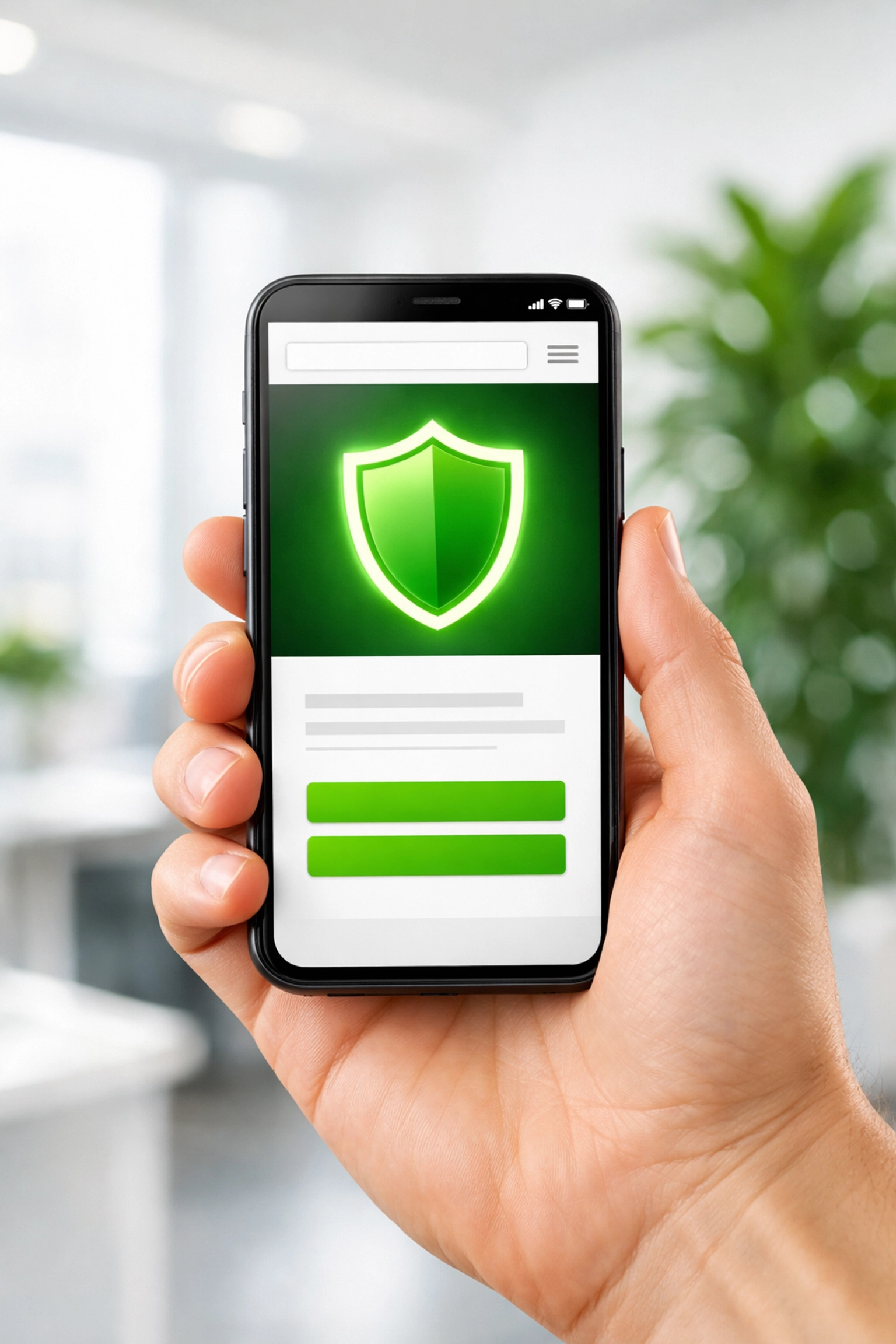Smartphone displaying a secure and fast-loading website interface for local business lead generation.