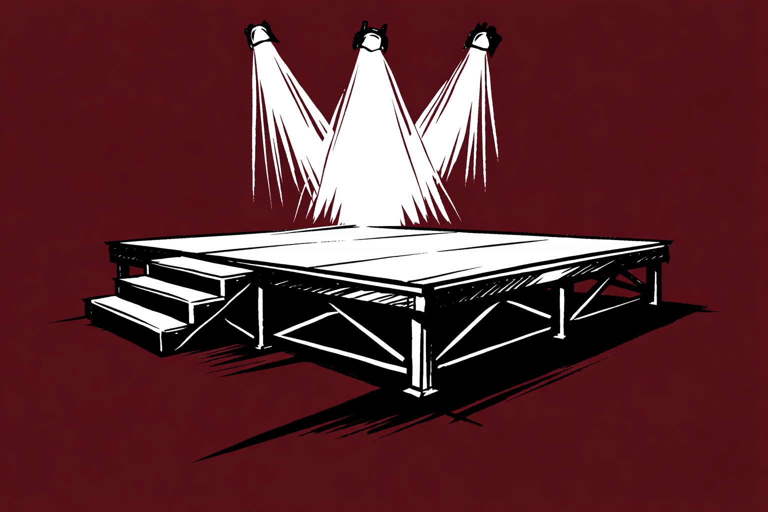 Empty stage platform representing brands owning their stage instead of renting space