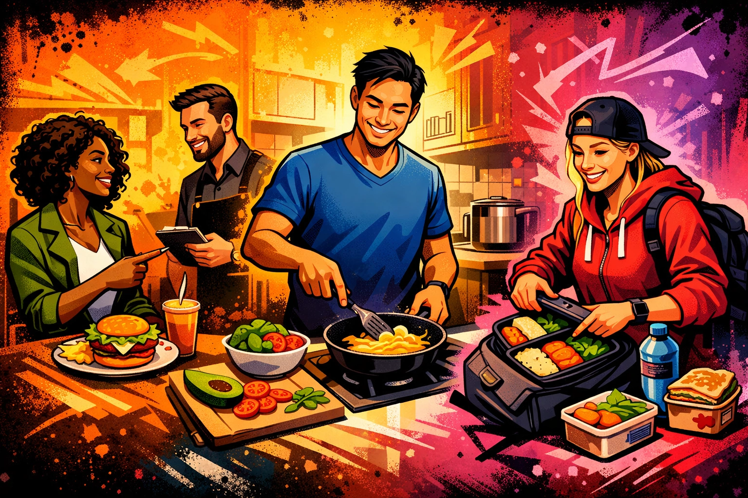 People confidently eating in real-life scenarios with personalized nutrition coaching support