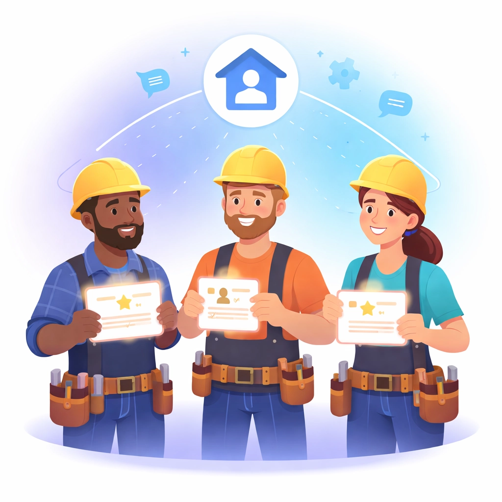 Three local contractors holding homeowner leads, showing the benefit of shared leads for Virginia home service businesses.