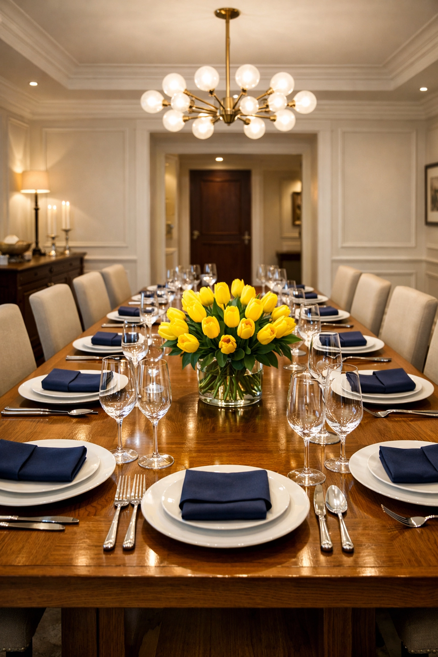 Pristine dining room ready for a faculty dinner thanks to professional maid services Worcester.