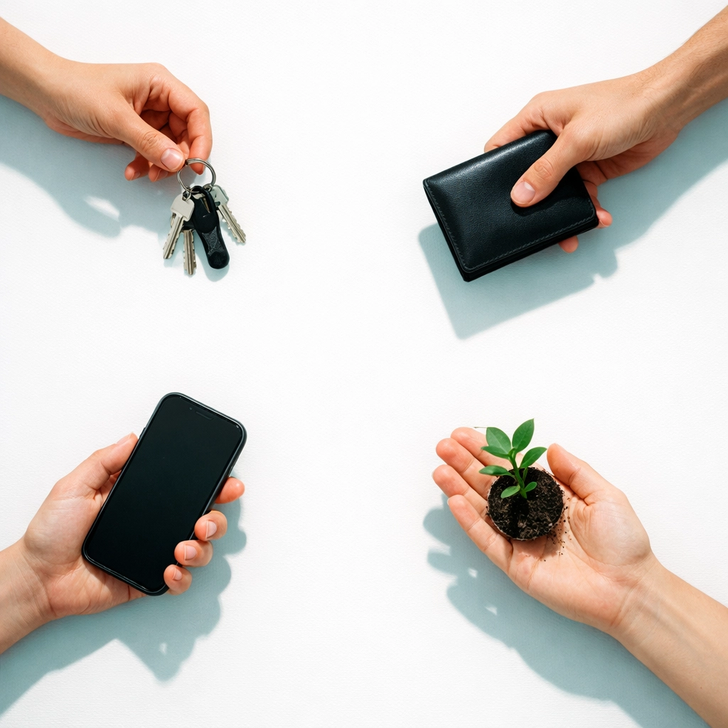 Hands releasing and holding objects representing boundaries in addiction family support