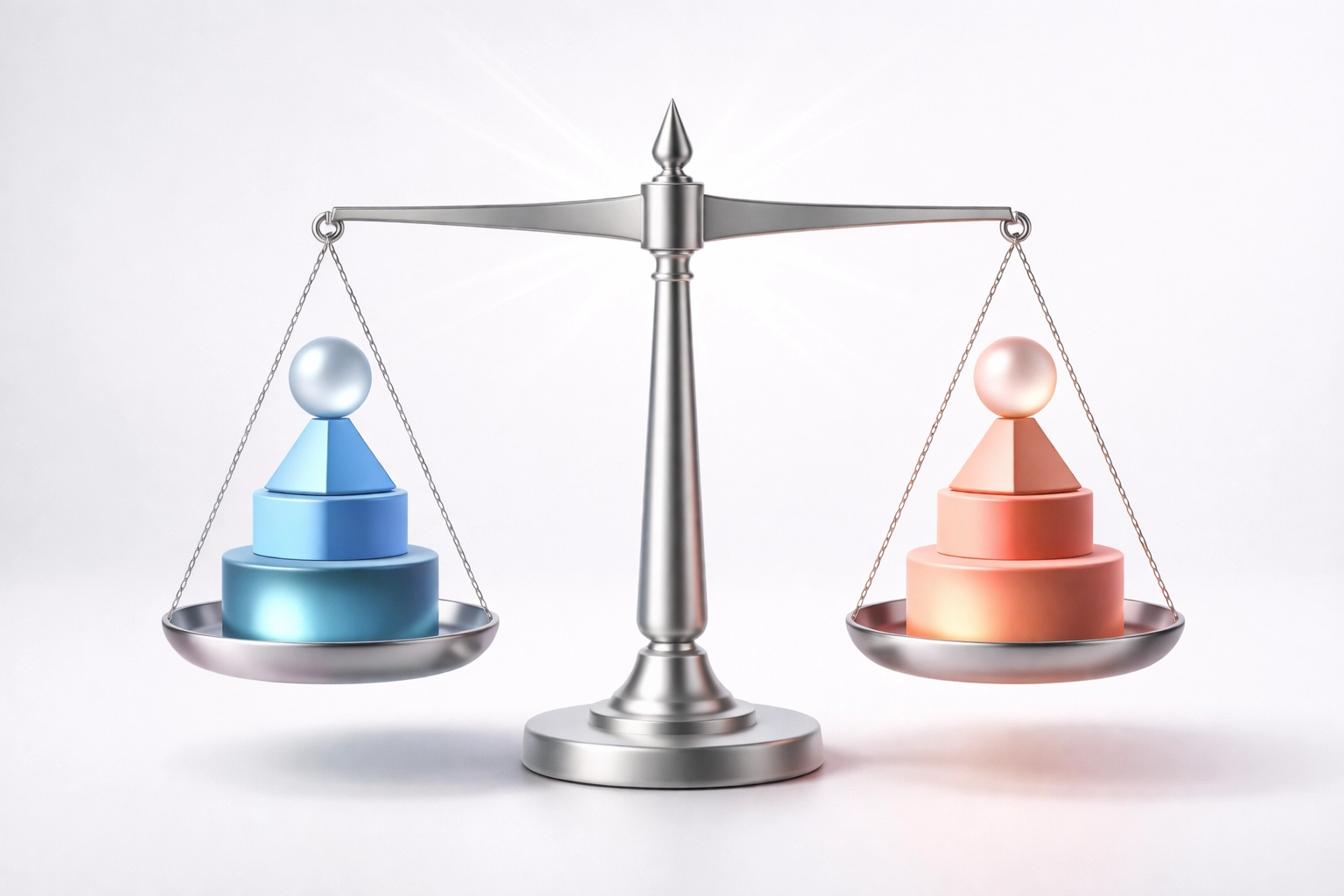 Perfectly balanced platinum scale showing diversification and risk management in macro and systematic hedge fund strategies