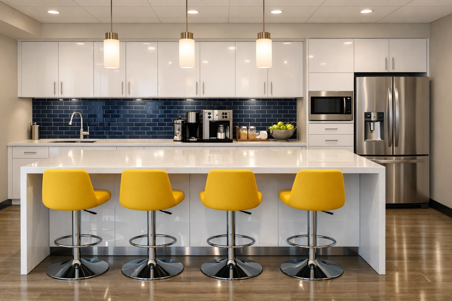 Immaculately clean office breakroom in Massachusetts providing a safe and hygienic space