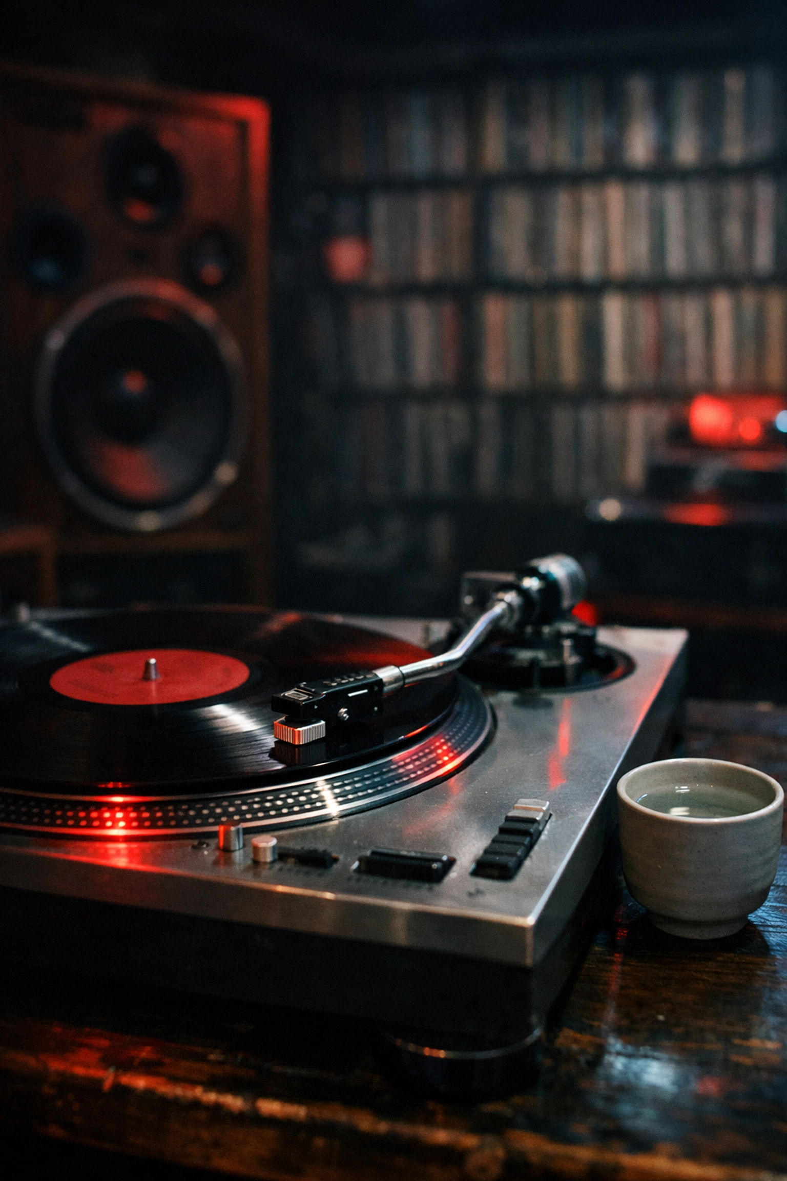 Vinyl records and sake at Sans Soleil, a secret subterranean bar in Montreal Chinatown.