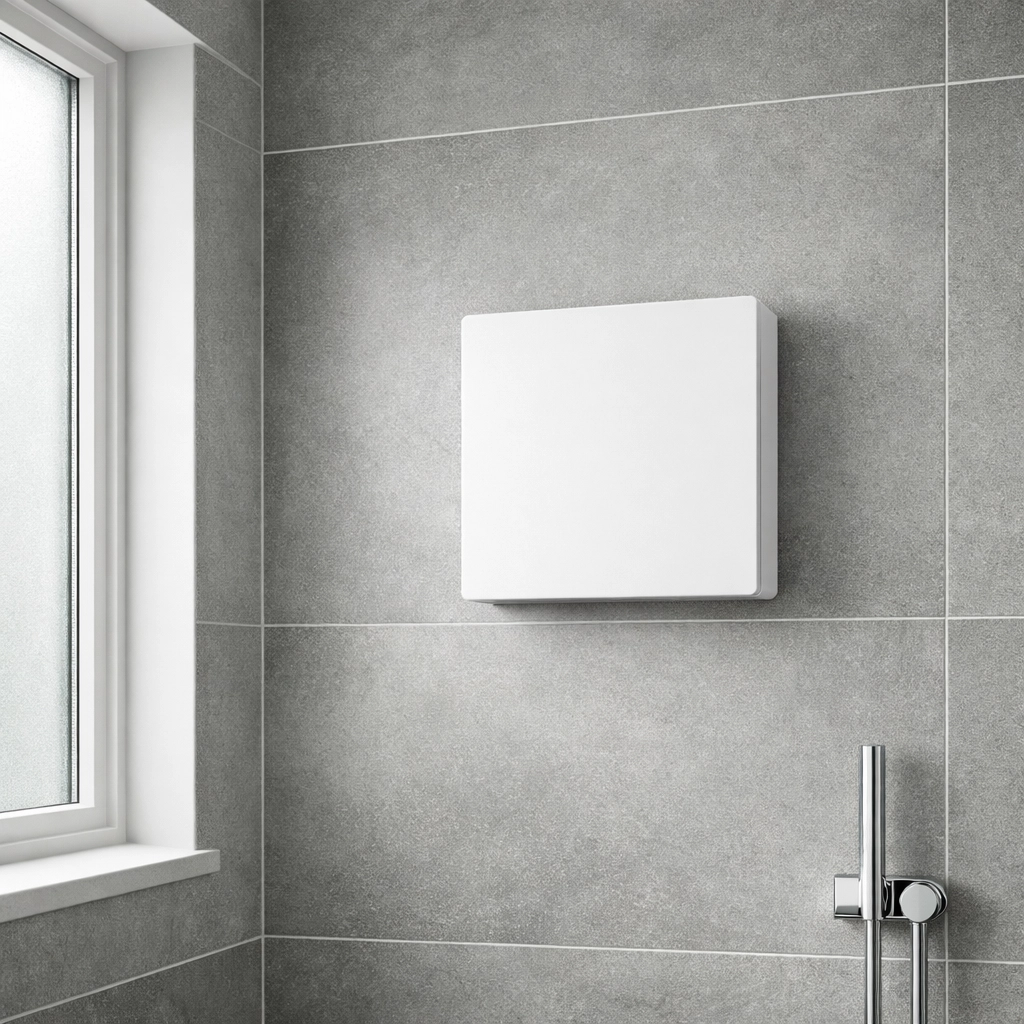 Modern bathroom extractor fan installation to prevent damp and improve ventilation in a Dorset property.