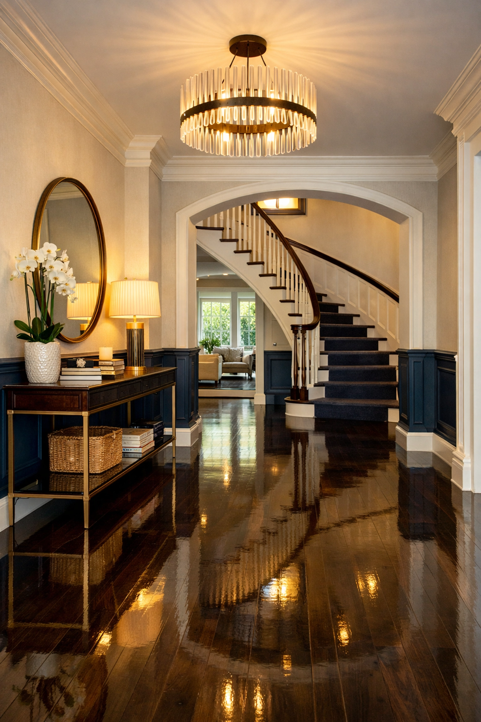 Polished hardwood floors in a Wayland home demonstrating high-end results from professional cleaners Wayland MA.