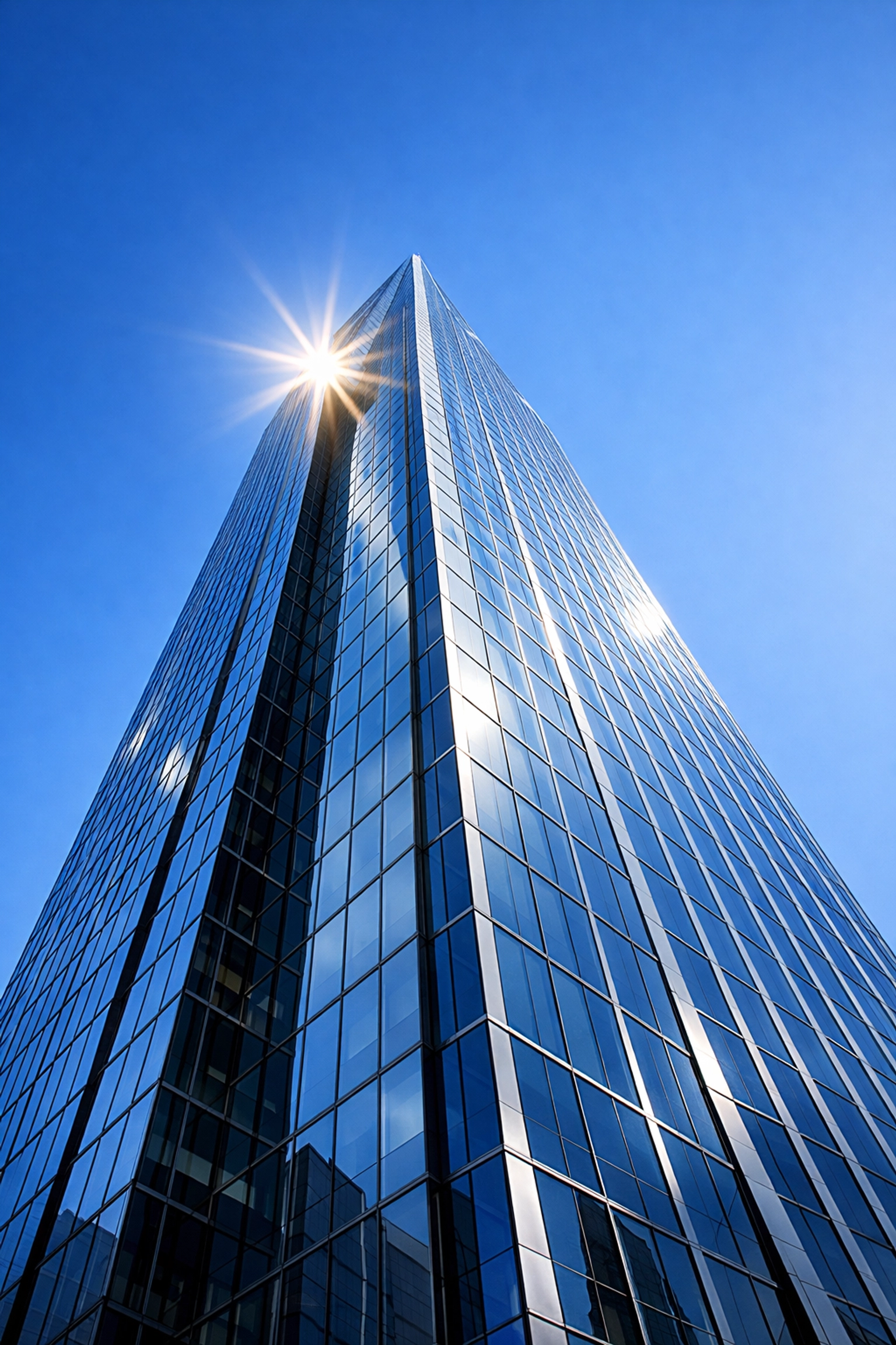A sunlit skyscraper symbolizing business growth after securing an unsecured business loan.