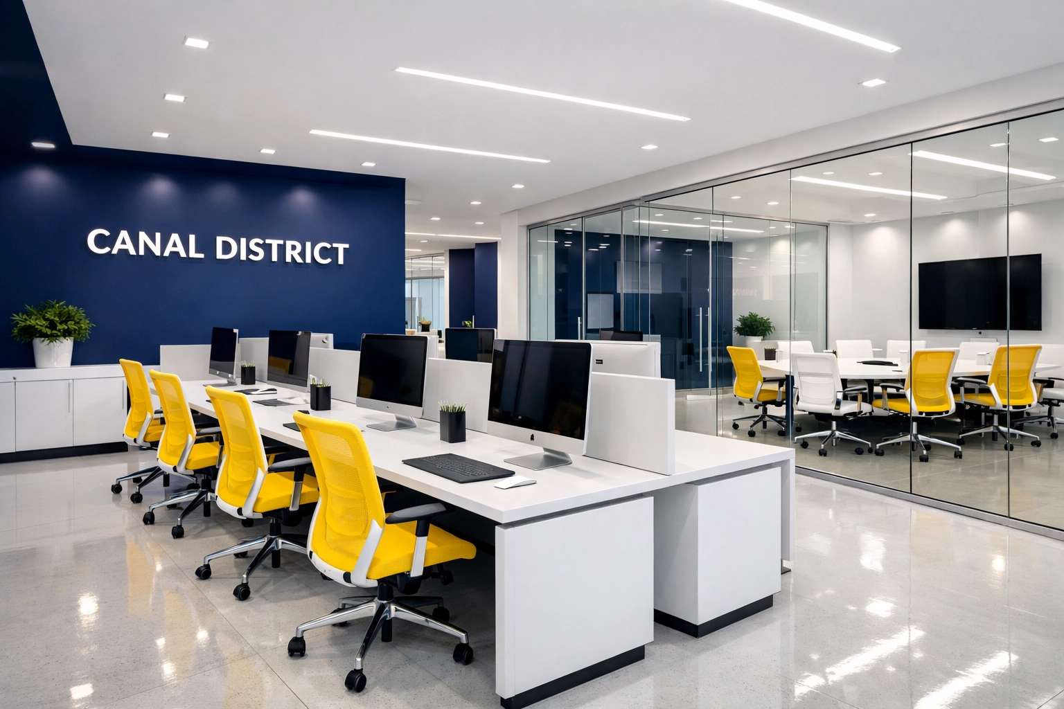 Spotless office cleaning Worcester in a modern Canal District workspace with polished floors.