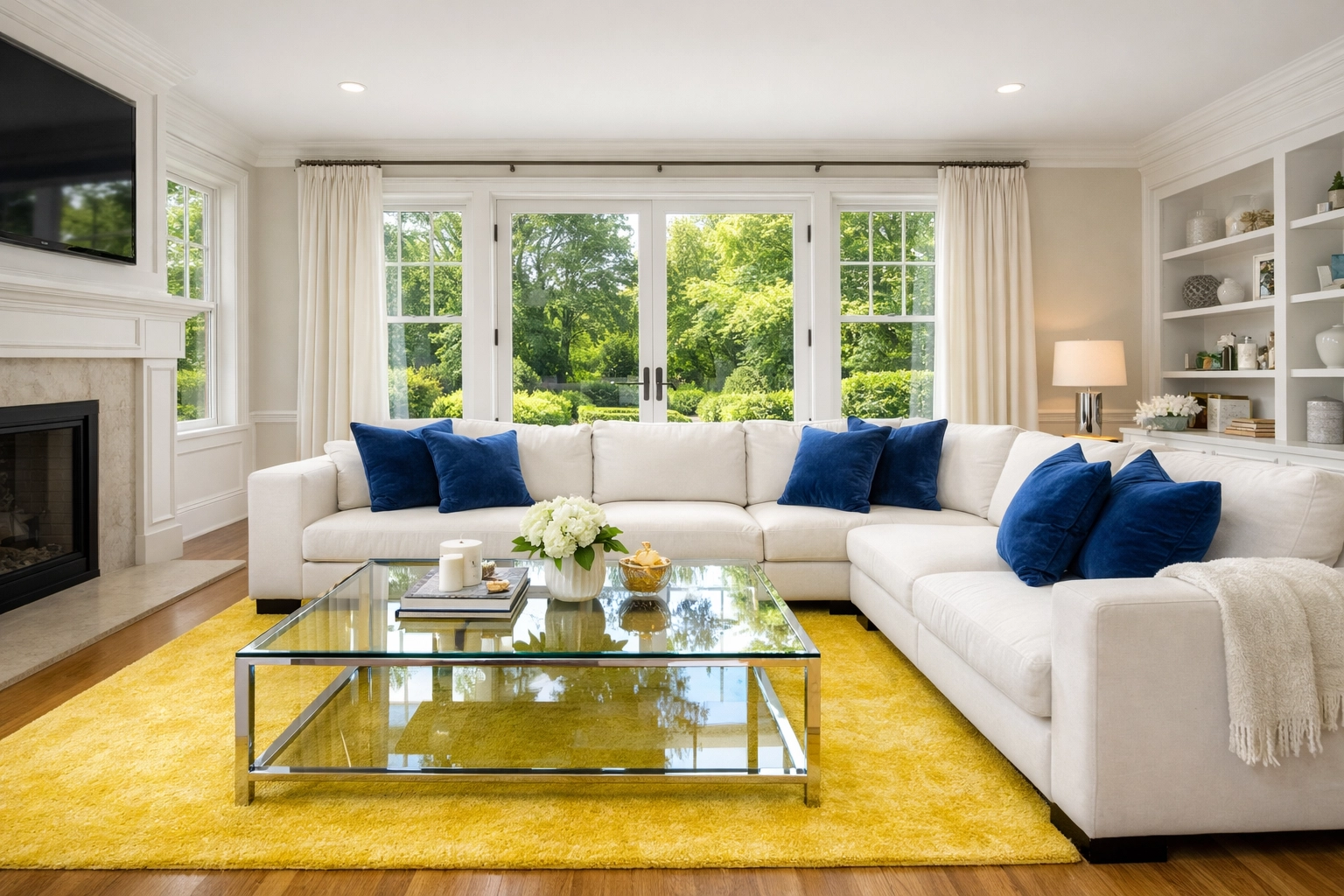 Stunning move-in ready living room in Boston after a comprehensive post-construction cleaning service.