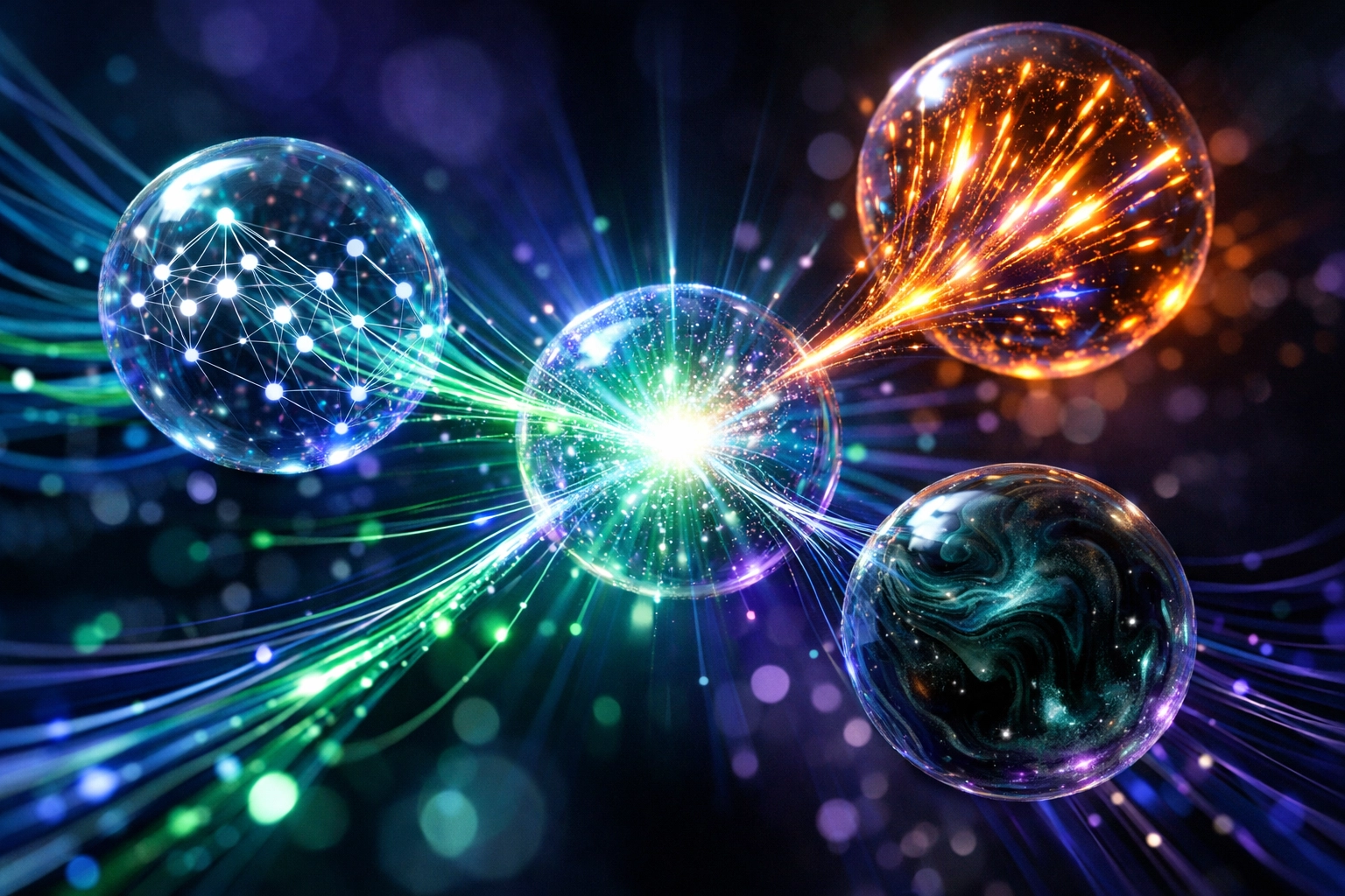 Interconnected digital marketing ecosystem illustrating integrated SEO and web development services in Canada.