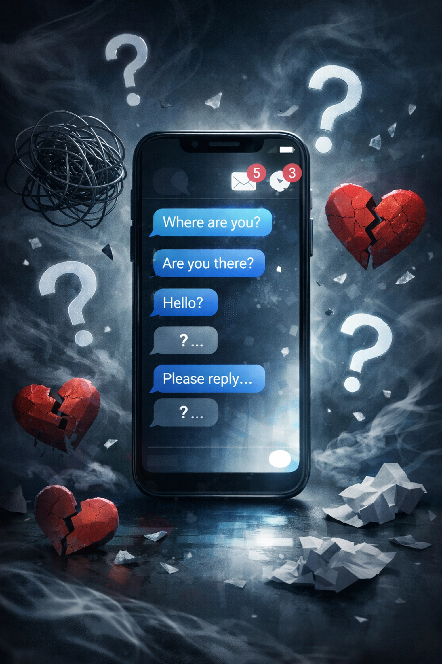 Phone showing unanswered texts representing situationship anxiety and stress