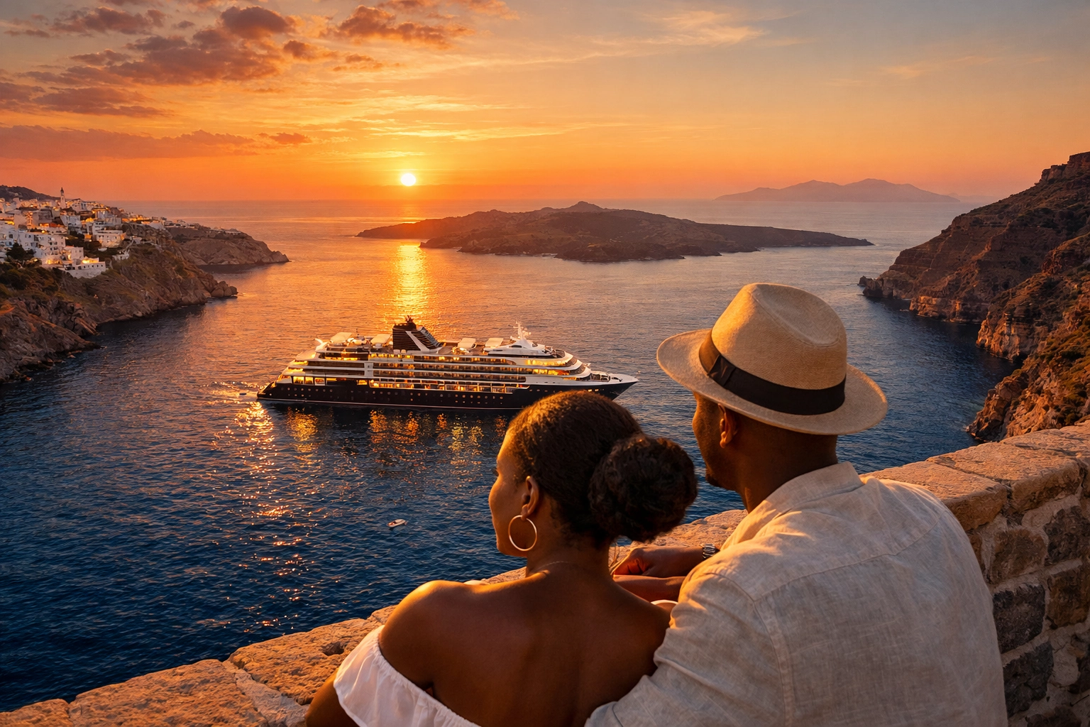 Mediterranean sunset cruise view curated by a professional Lifestyle Cruises travel agent.