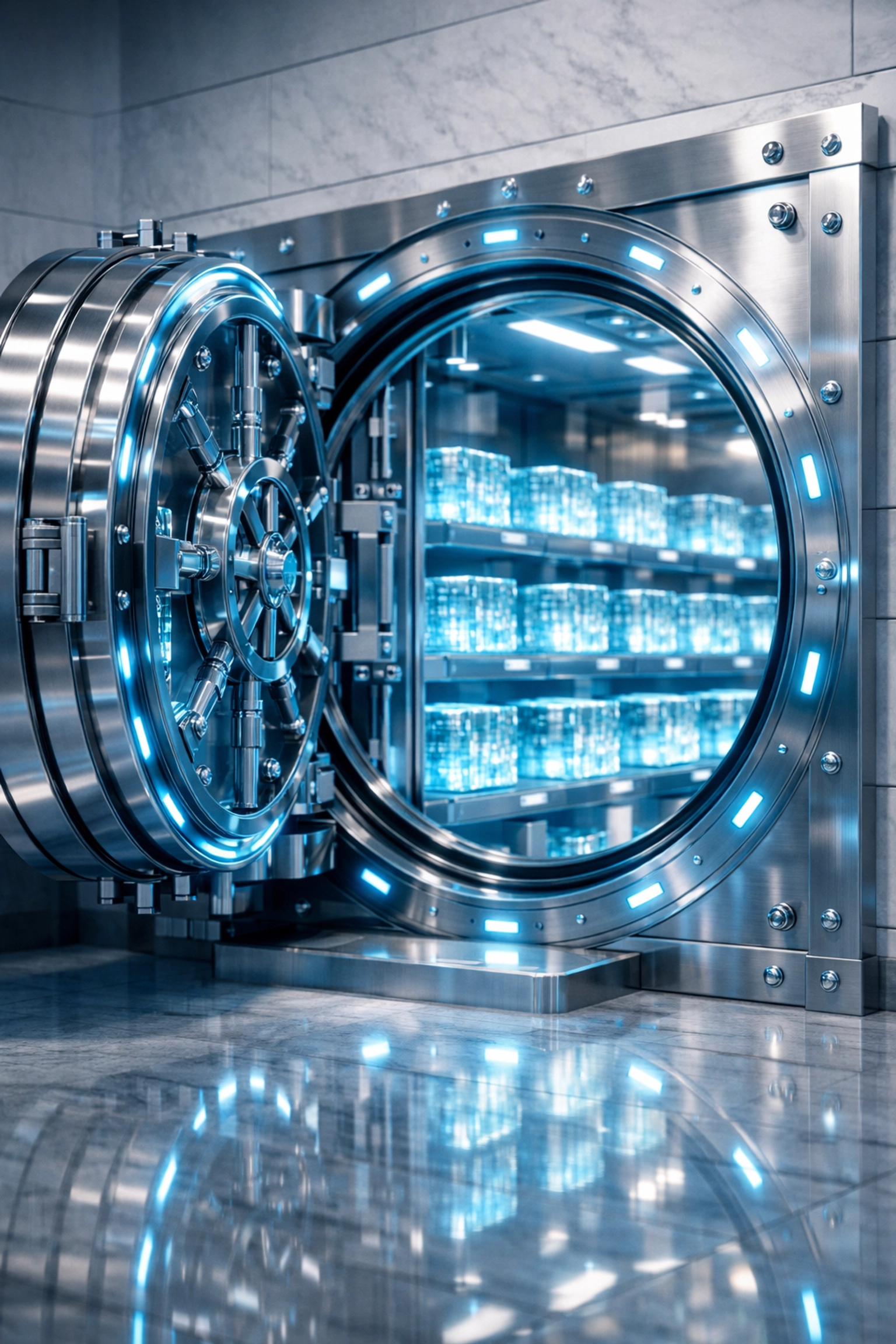 A secure digital vault symbolizing the stability and liquidity of high-yield savings accounts.